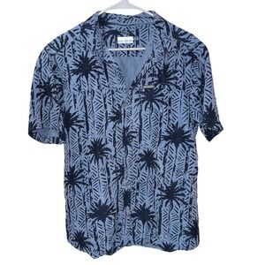 Columbia‎ Mens Palm Tree Print Button Up Shirt Short Sleeve